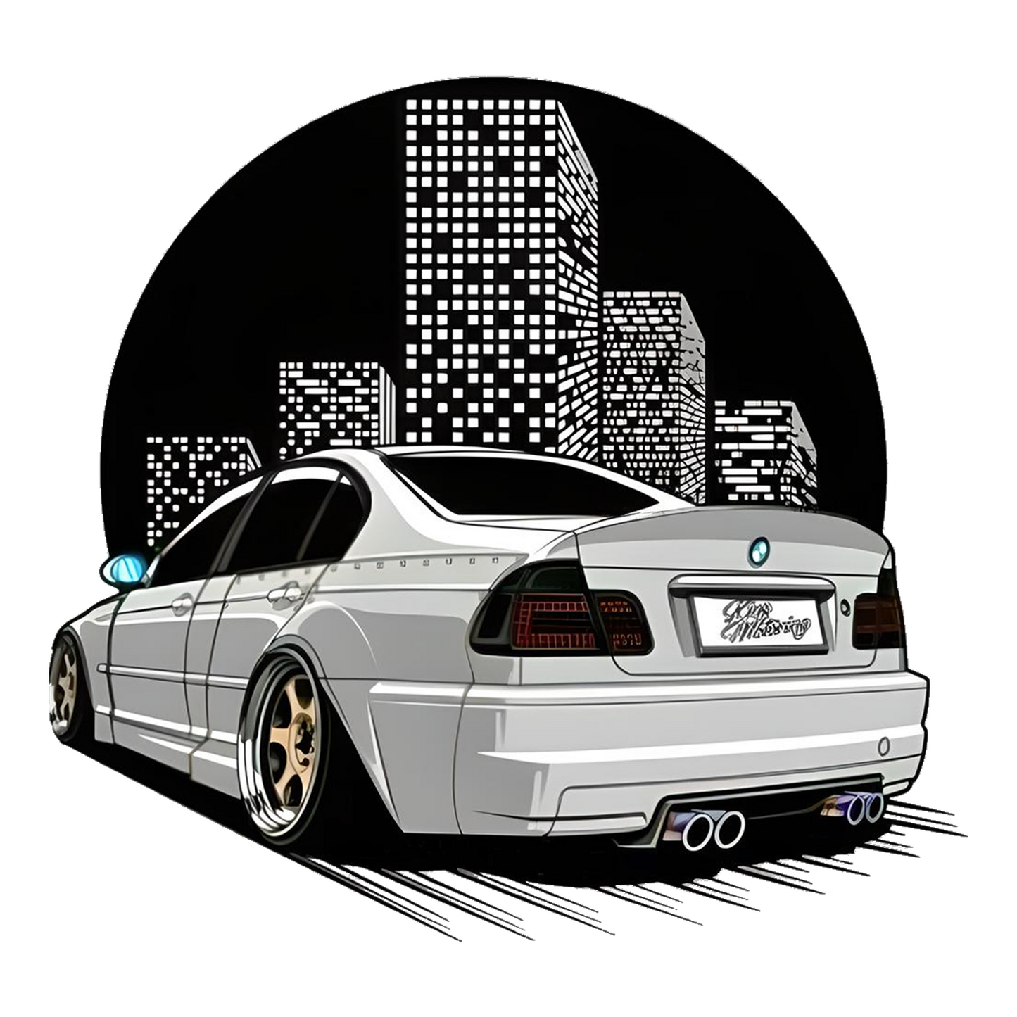 Car in City B&W Bumper Sticker