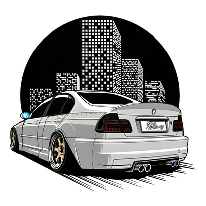 Car in City B&W Bumper Sticker