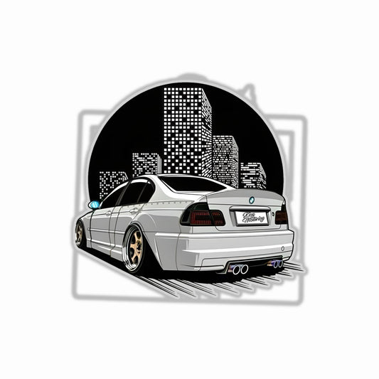 Car in City B&W Bumper Sticker