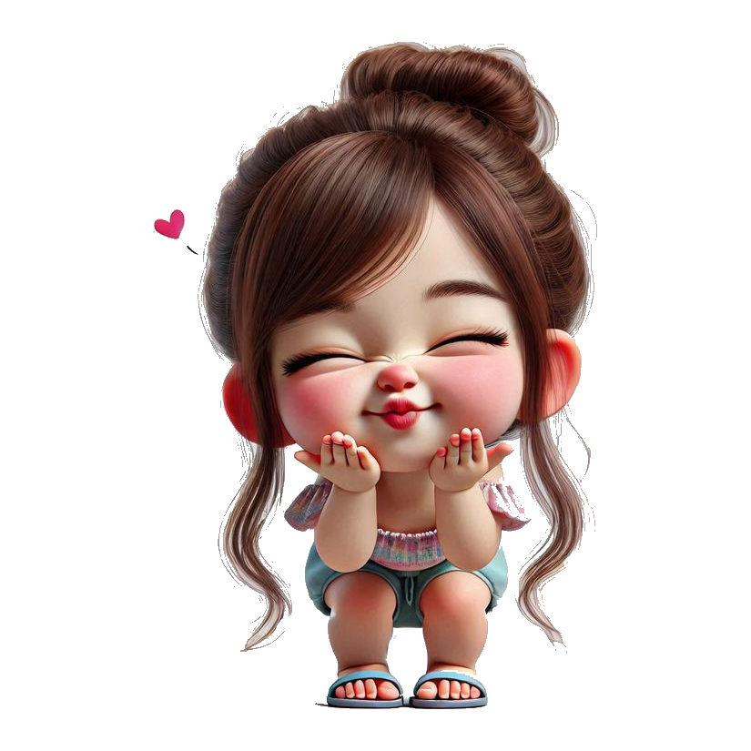 Cute Girl Blowing Kisses Premium Vinyl Stickers