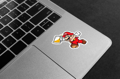 Mario Drinking Beer Premium Vinyl Stickers