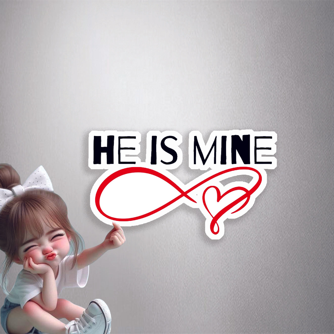 He Is Mine Infinity Heart Premium Vinyl Stickers