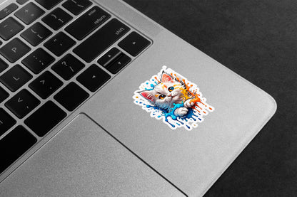 Colorful Splash Kitty Premium Vinyl Stickers