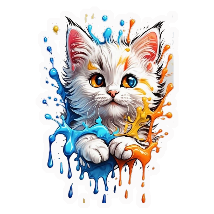 Colorful Splash Kitty Premium Vinyl Stickers