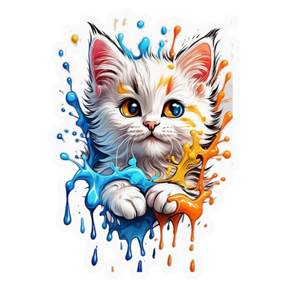 Colorful Splash Kitty Premium Vinyl Stickers