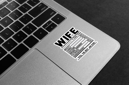 Wife Nutrition Facts Premium Vinyl Stickers