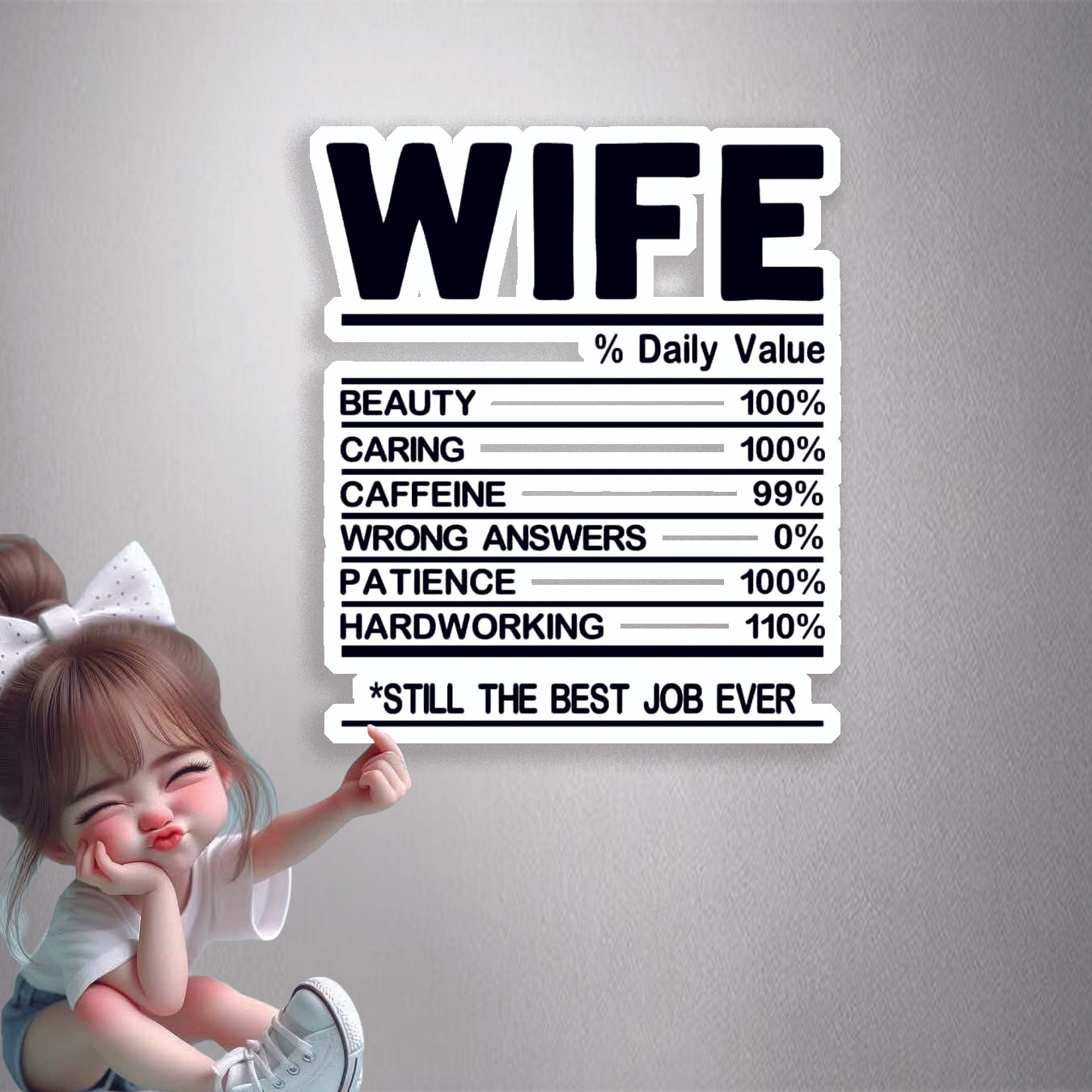 Wife Nutrition Facts Premium Vinyl Stickers