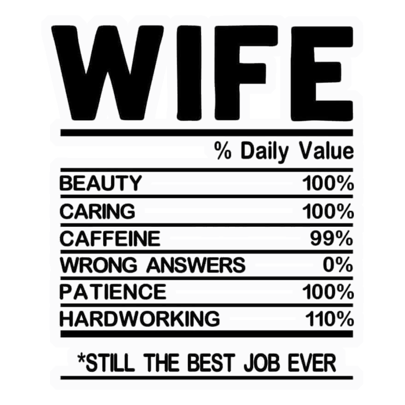 Wife Nutrition Facts Premium Vinyl Stickers