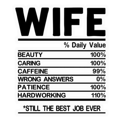 Wife Nutrition Facts Premium Vinyl Stickers