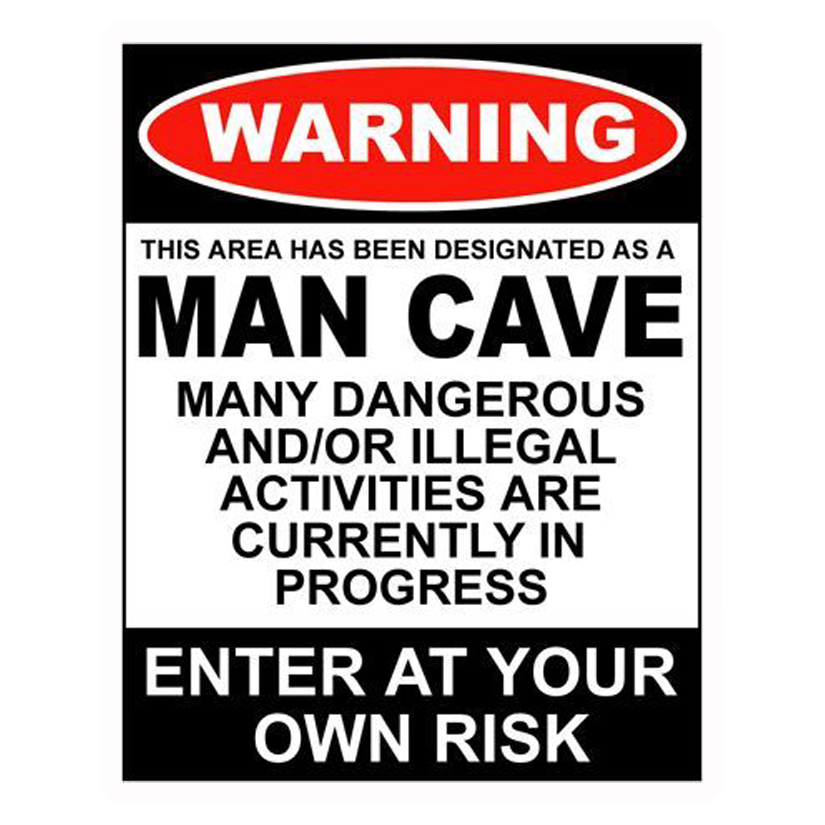 Warning Man Cave Premium Vinyl Stickers