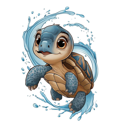 Cute Sea Turtle Splash Premium Vinyl Stickers
