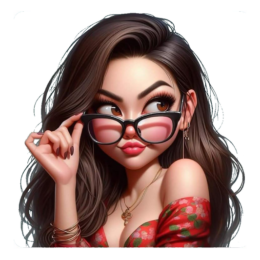 Sassy Girl With Glasses Premium Vinyl Stickers
