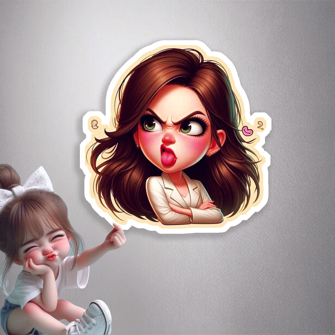 Sassy Girl Sticking Tongue Out Premium Vinyl Stickers