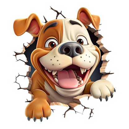 Dog Breaking Through Wall Premium Vinyl Stickers