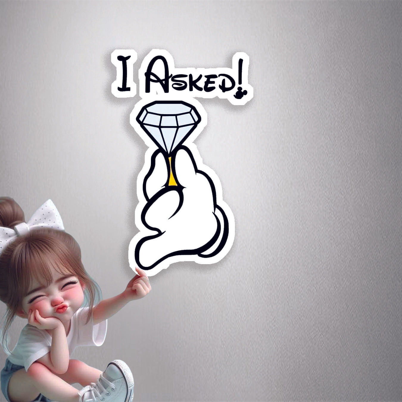 I Asked! Mickey Hand Premium Vinyl Stickers