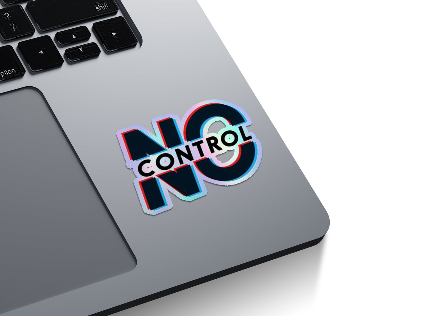 No Control Glitch Text Holographic Stickers