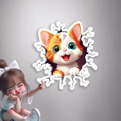 Kitten Breaking Through Wall Premium Vinyl Stickers