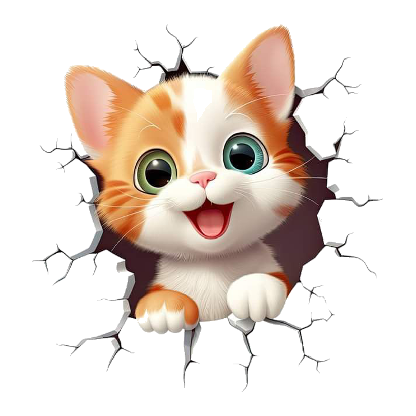Kitten Breaking Through Wall Premium Vinyl Stickers
