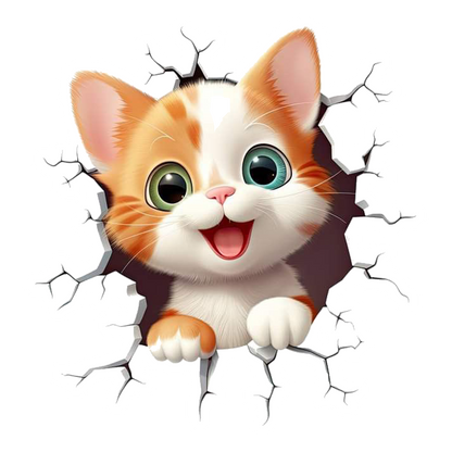 Kitten Breaking Through Wall Premium Vinyl Stickers