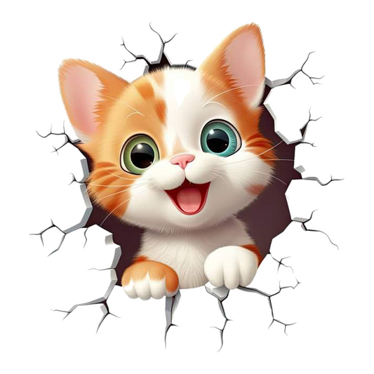Kitten Breaking Through Wall Premium Vinyl Stickers