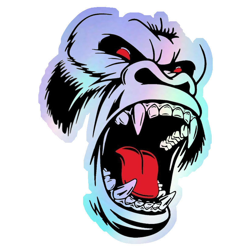 Angry Gorilla Face Holographic Stickers