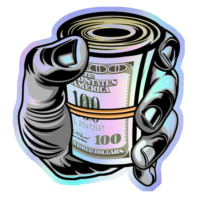 Roll of Cash Holographic Stickers