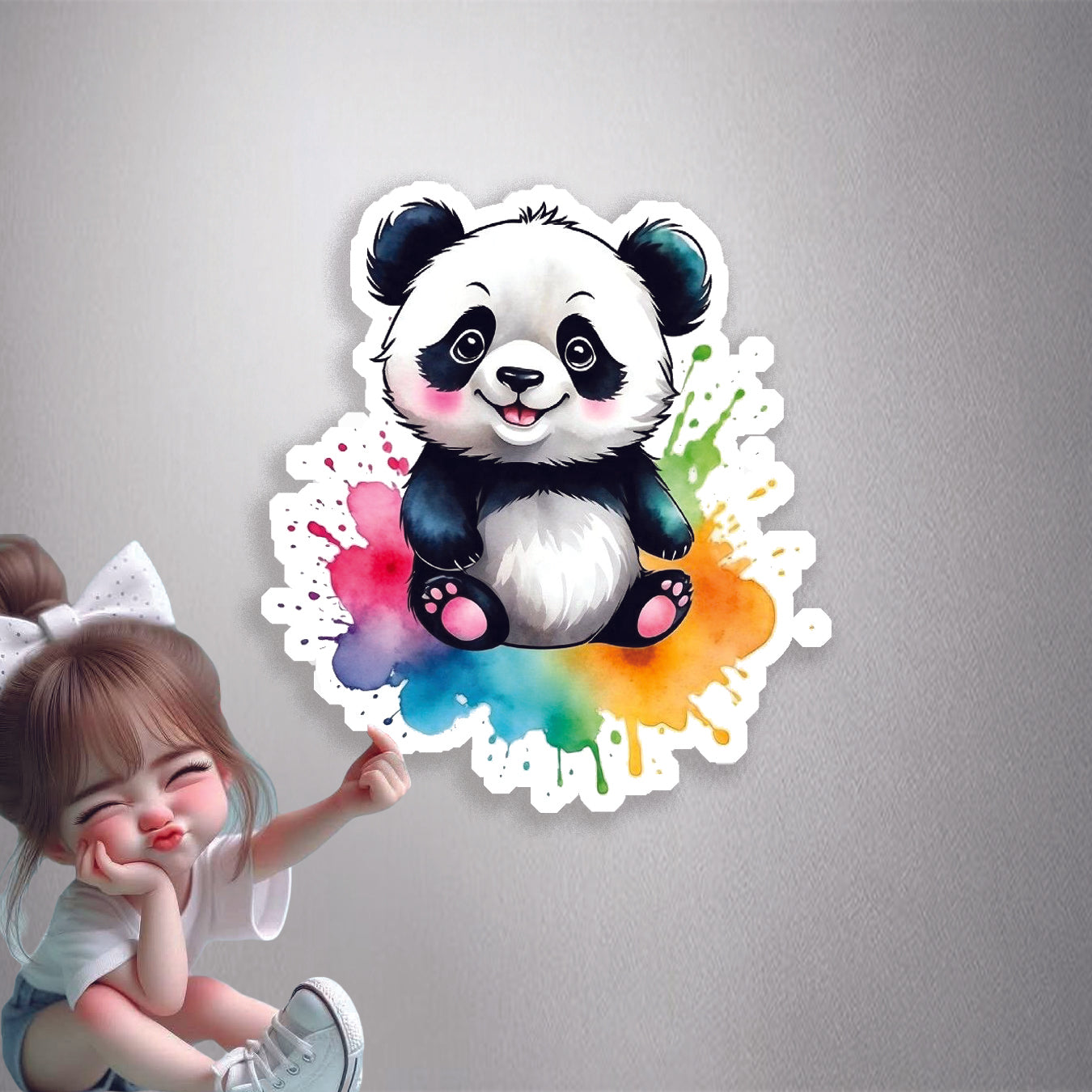 Watercolor Panda Premium Vinyl Stickers