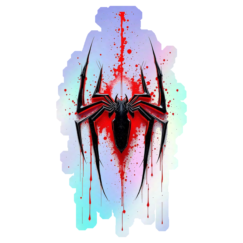 Blood Splatter Spider Holographic Stickers