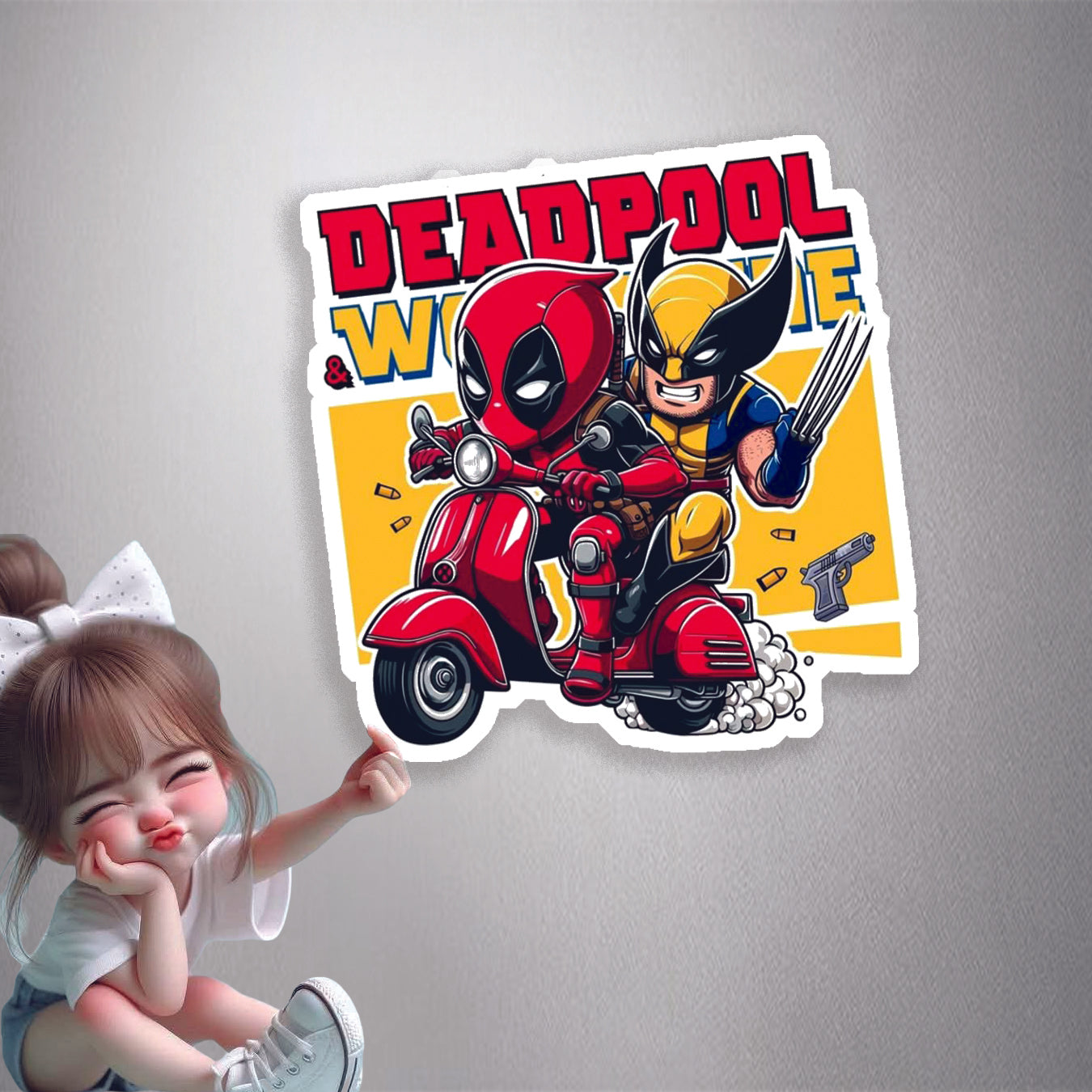 Deadpool & Wolverine Scooter Ride Premium Vinyl Stickers