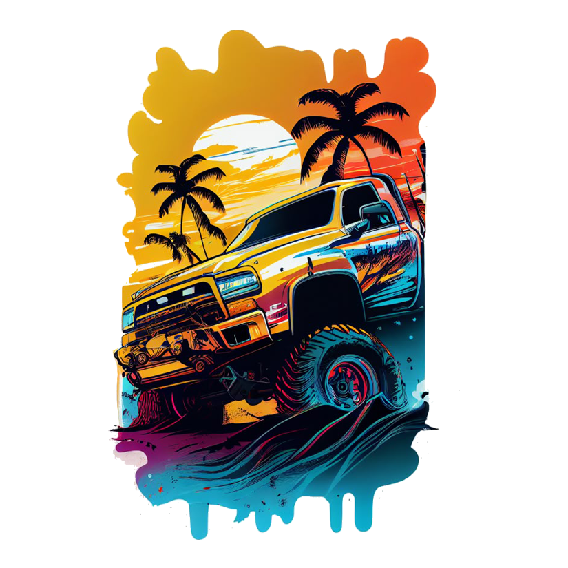 Off-Road Beach Sunset Premium Vinyl Stickers