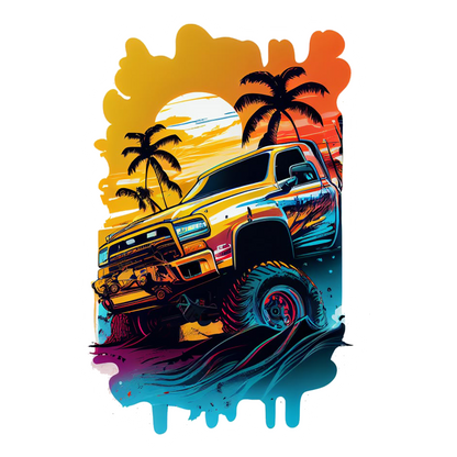 Off-Road Beach Sunset Premium Vinyl Stickers
