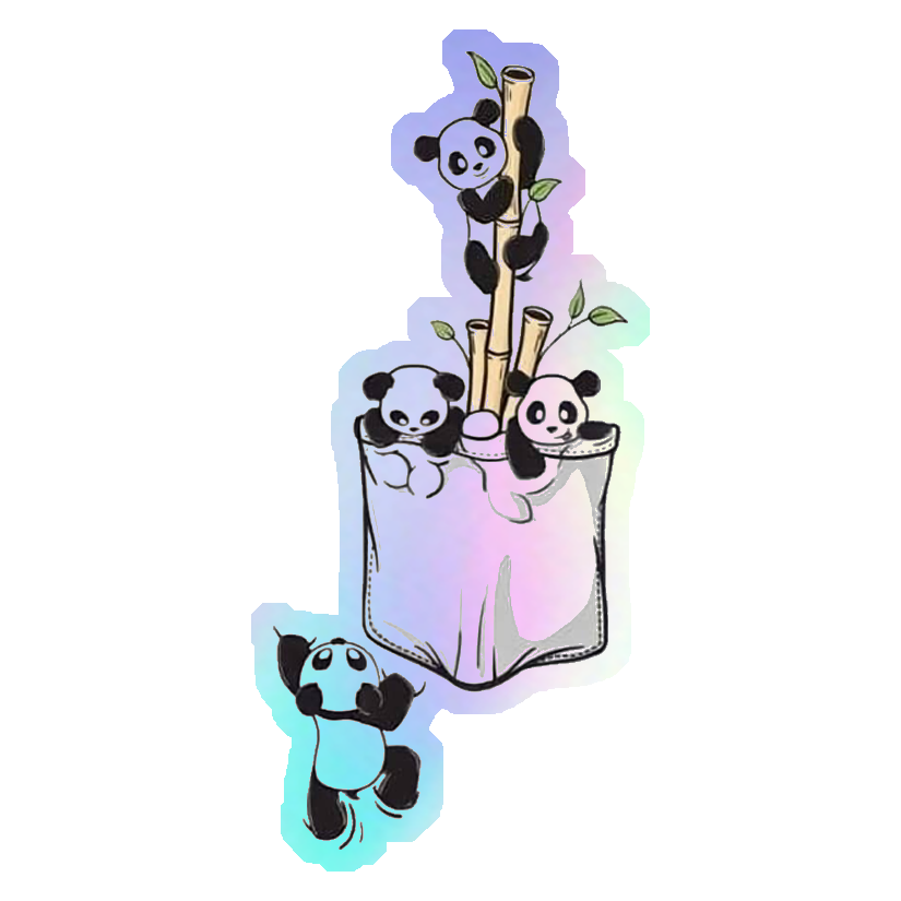 Pandas in a Pocket Holographic Stickers
