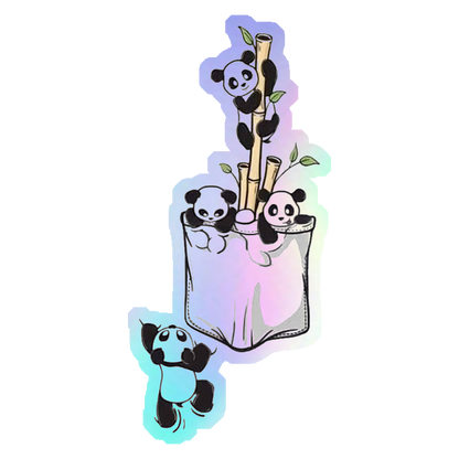 Pandas in a Pocket Holographic Stickers