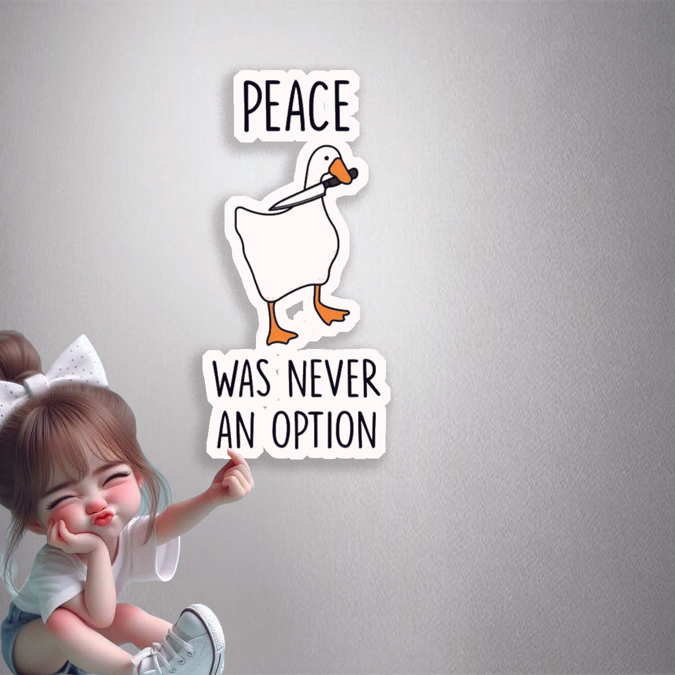 Goose With Knife Meme Premium Vinyl Stickers