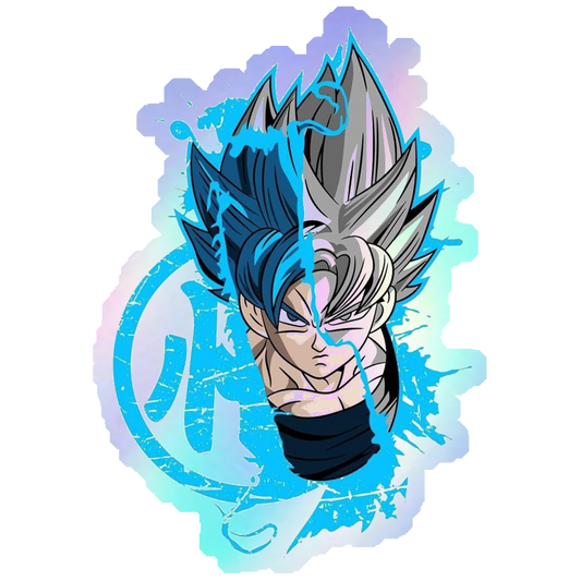 Goku Ultra Instinct Split Art Holographic Stickers