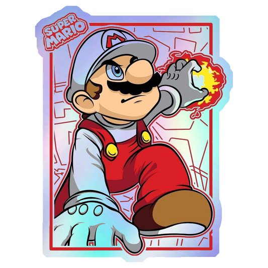 Super Mario Fireball Holographic Stickers