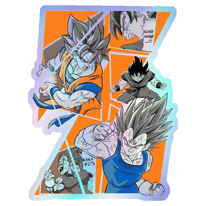 Goku vs Vegeta Manga Collage Holographic Stickers