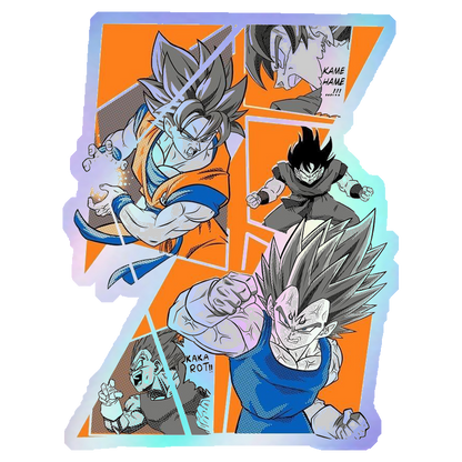 Goku vs Vegeta Manga Collage Holographic Stickers