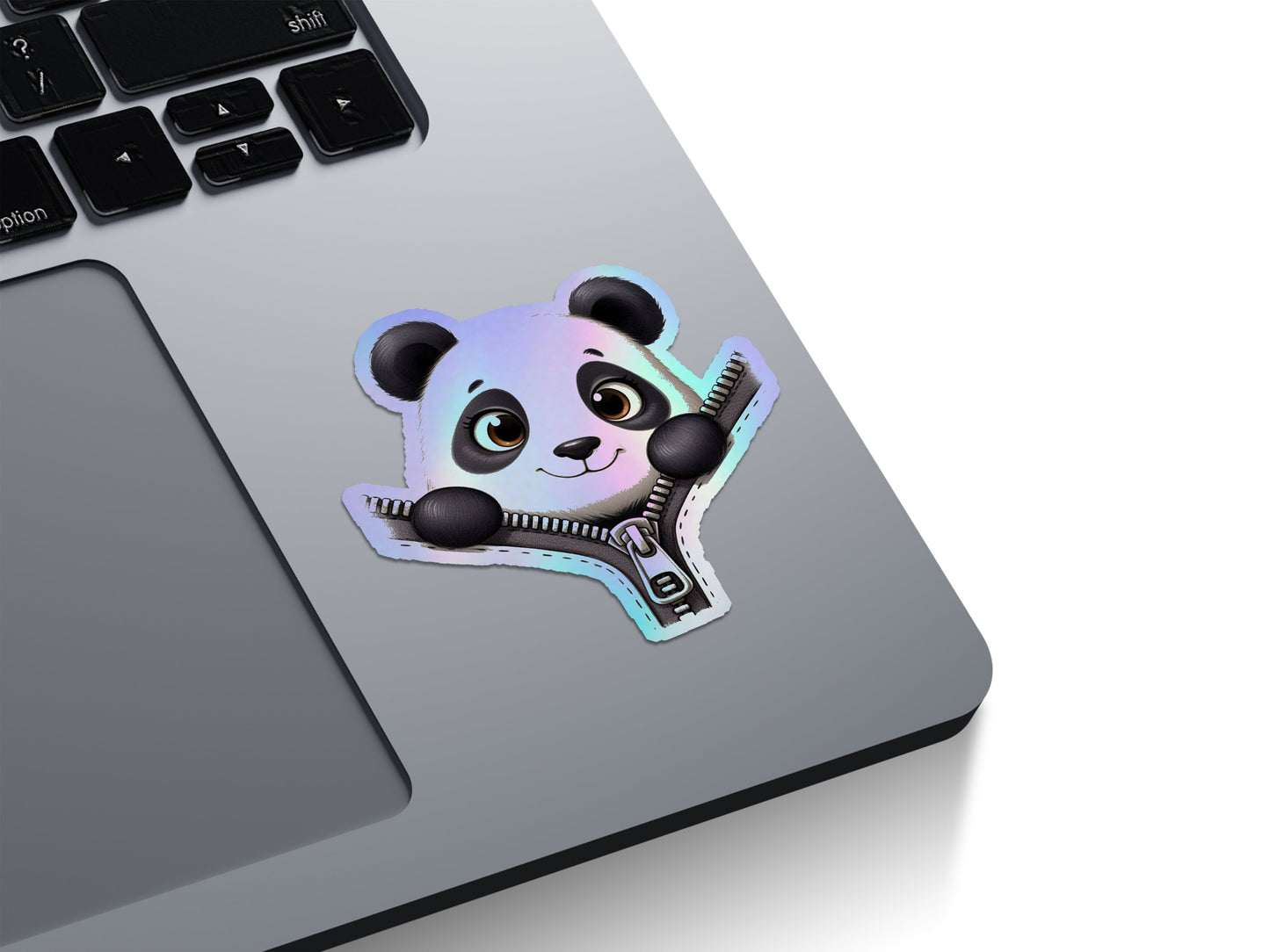 Panda in a Zipper Pocket Holographic Stickers