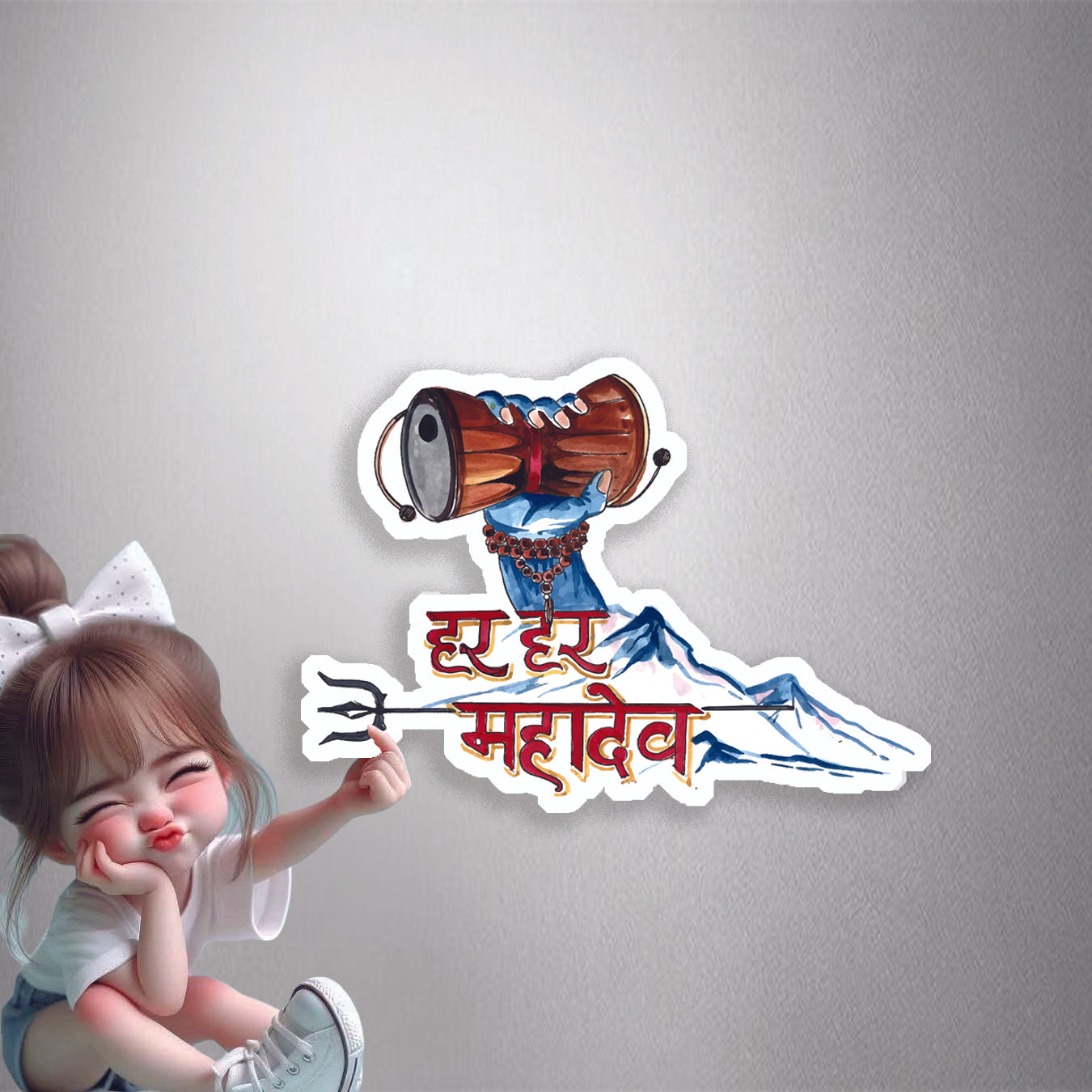 Har Har Mahadev Damaru Premium Vinyl Stickers