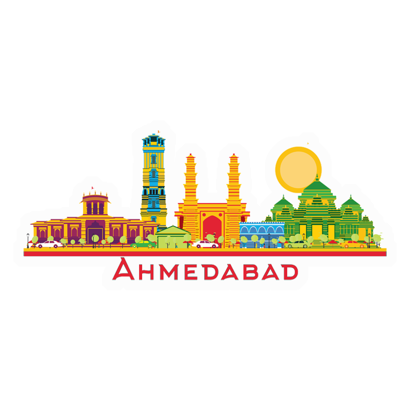 Colorful Ahmedabad Skyline Premium Vinyl Stickers