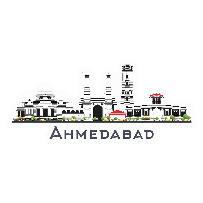 Monochrome Ahmedabad Skyline Premium Vinyl Stickers