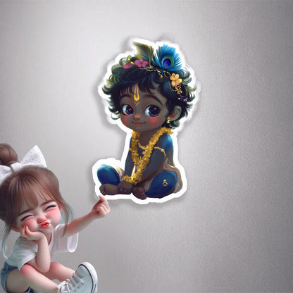 Baby Krishna Sitting Premium Vinyl Stickers
