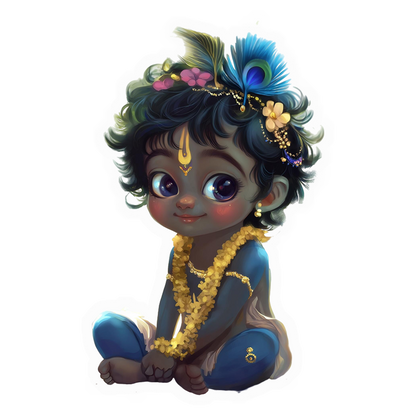 Baby Krishna Sitting Premium Vinyl Stickers