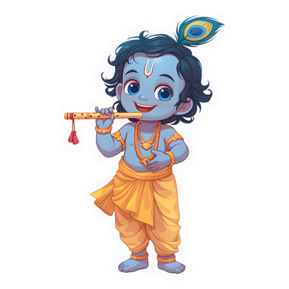 Baby Krishna Flute Premium Vinyl Stickers
