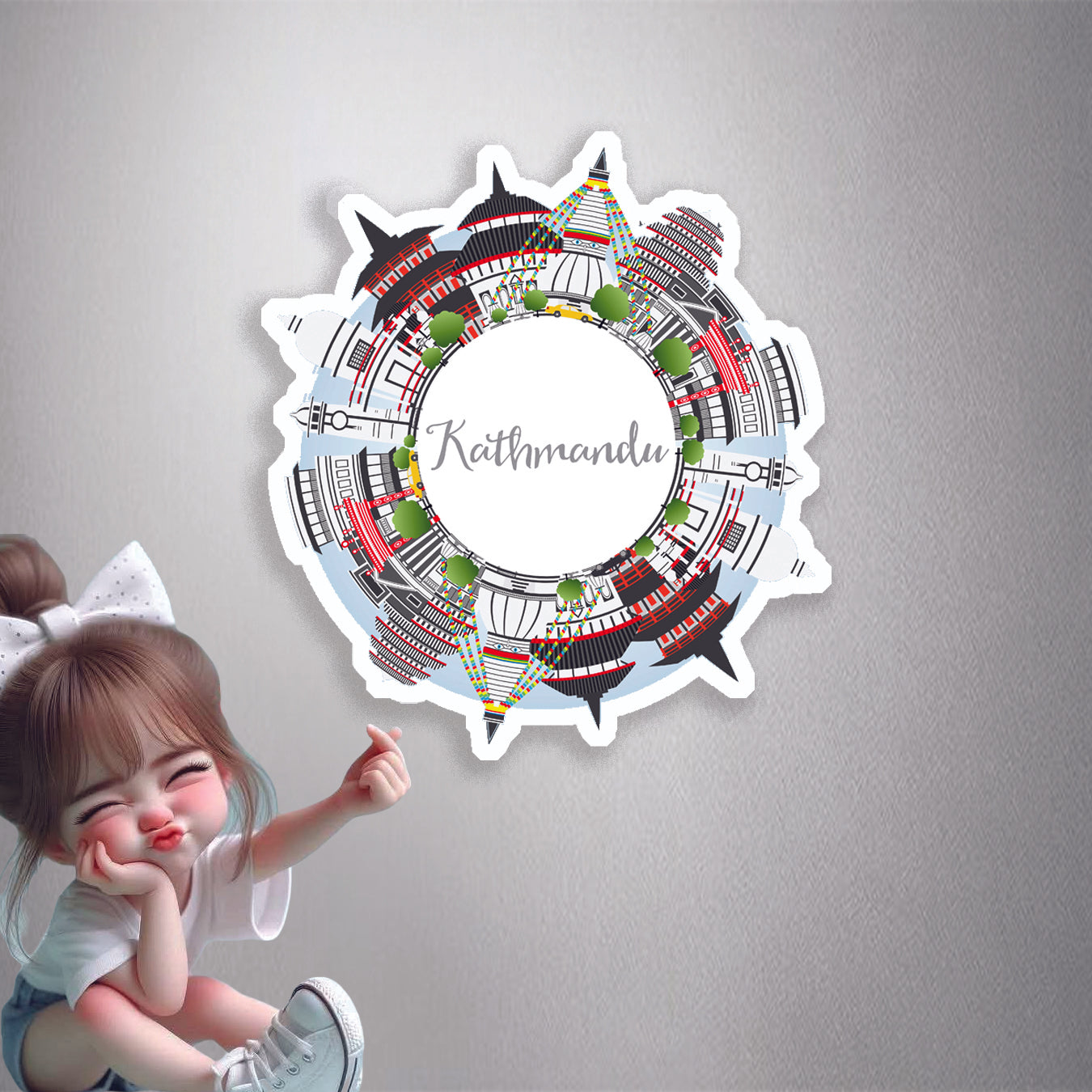 Kathmandu Circular Skyline Premium Vinyl Stickers