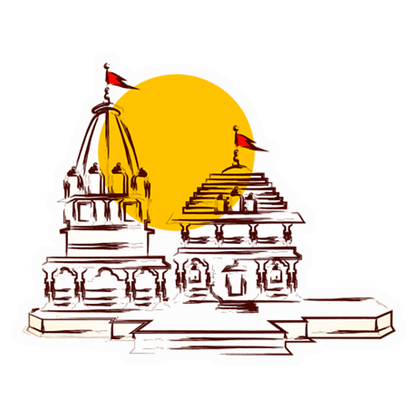 Ayodhya Mandir Sketch Premium Vinyl Stickers