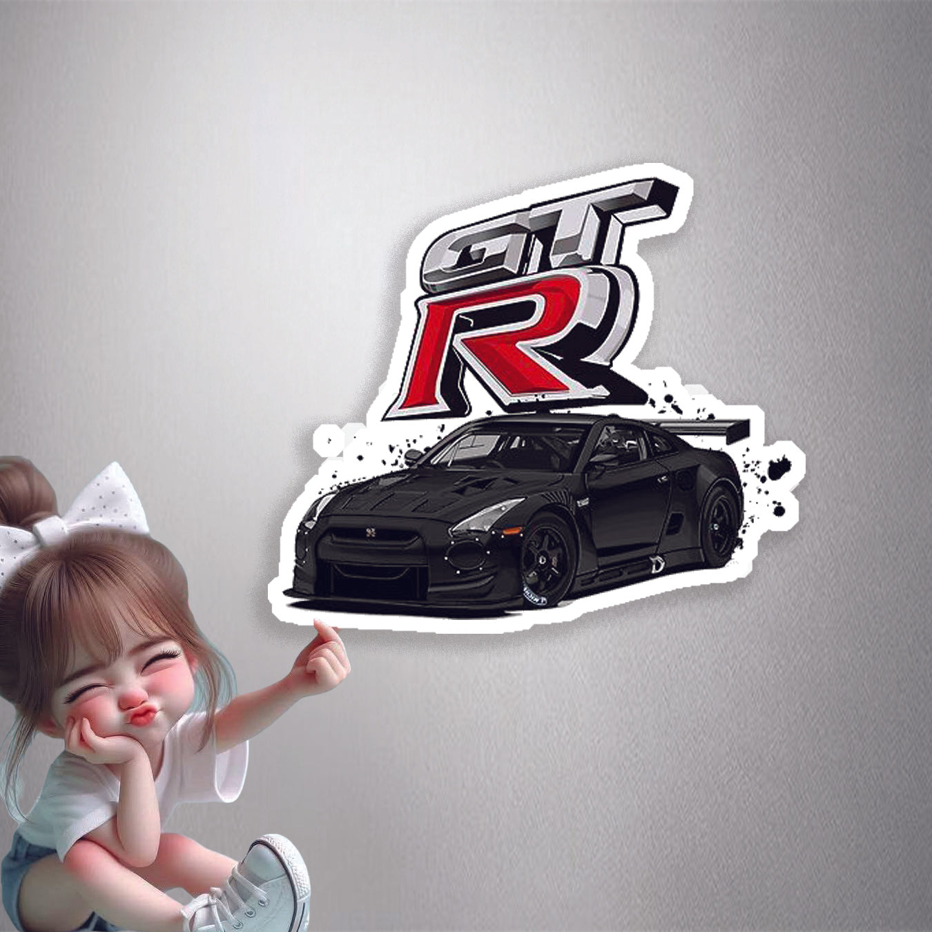 Nissan GT-R Black Car Premium Vinyl Stickers
