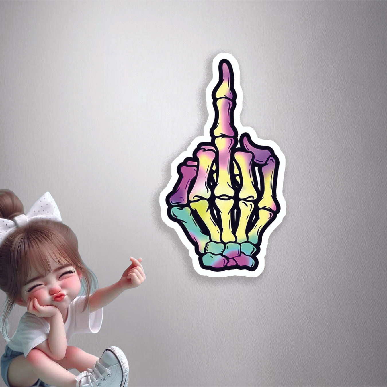 Colorful Skeleton Finger Premium Vinyl Stickers