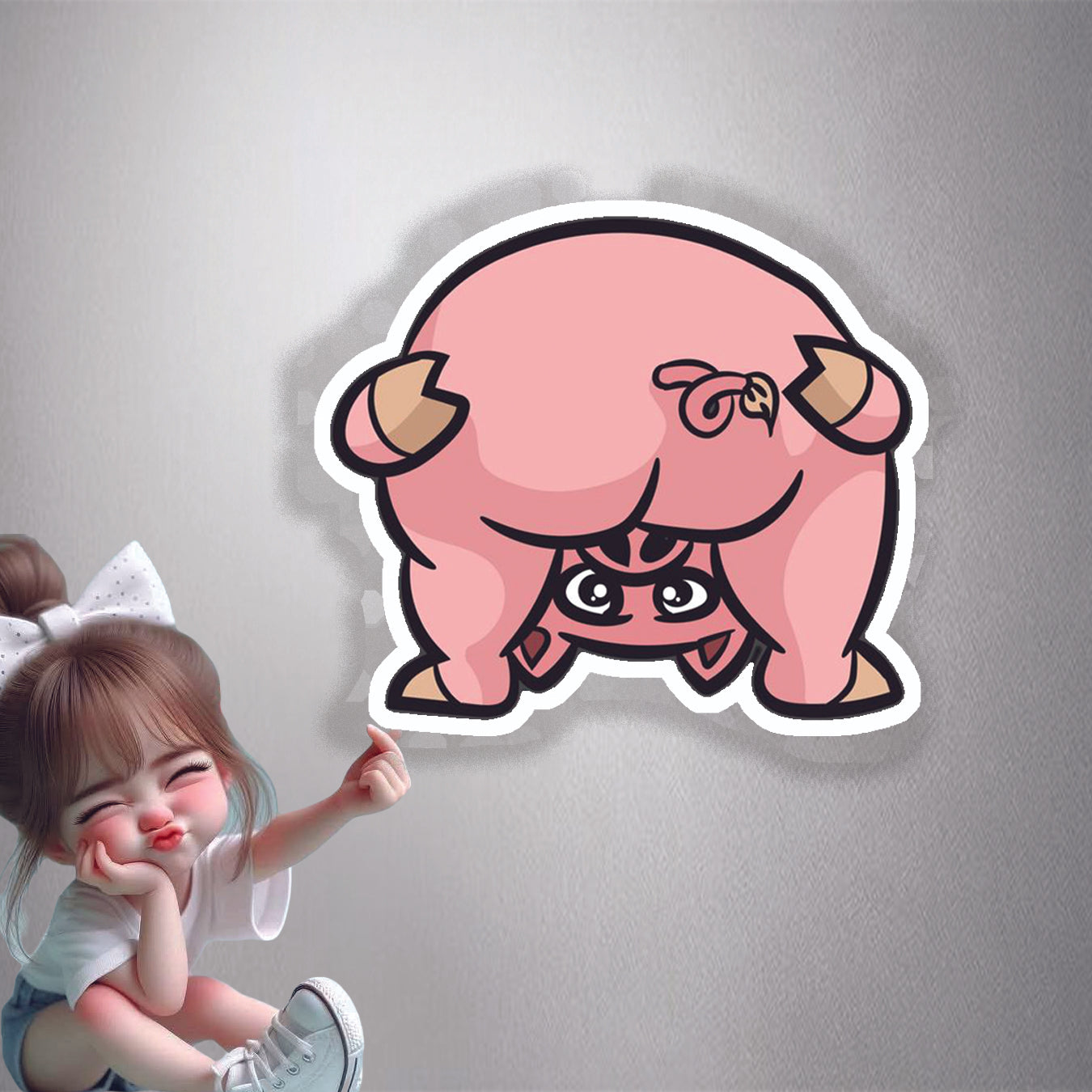Mischievous Piggy Butt Premium Vinyl Stickers